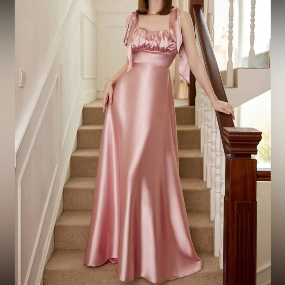 SHEIN Satin open back tie strap maxi dress